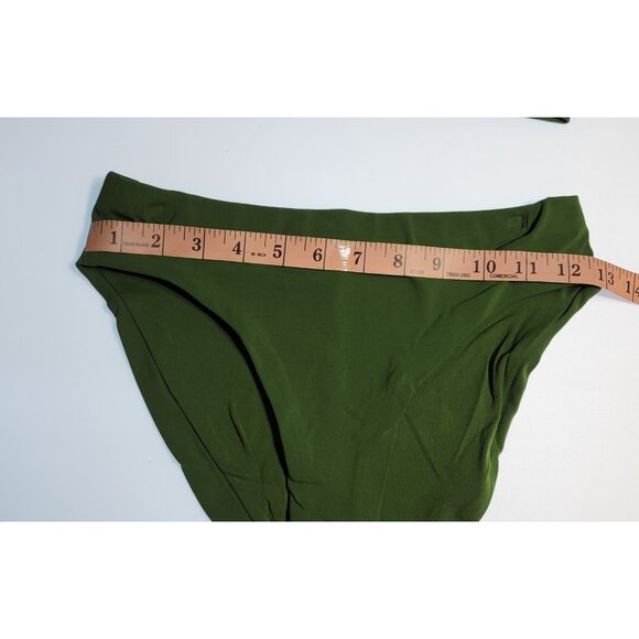 Robin Piccone Ava High Weist Top V Neck Swim Green Bikini Set Sz Medium #02 - Picture 8 of 10